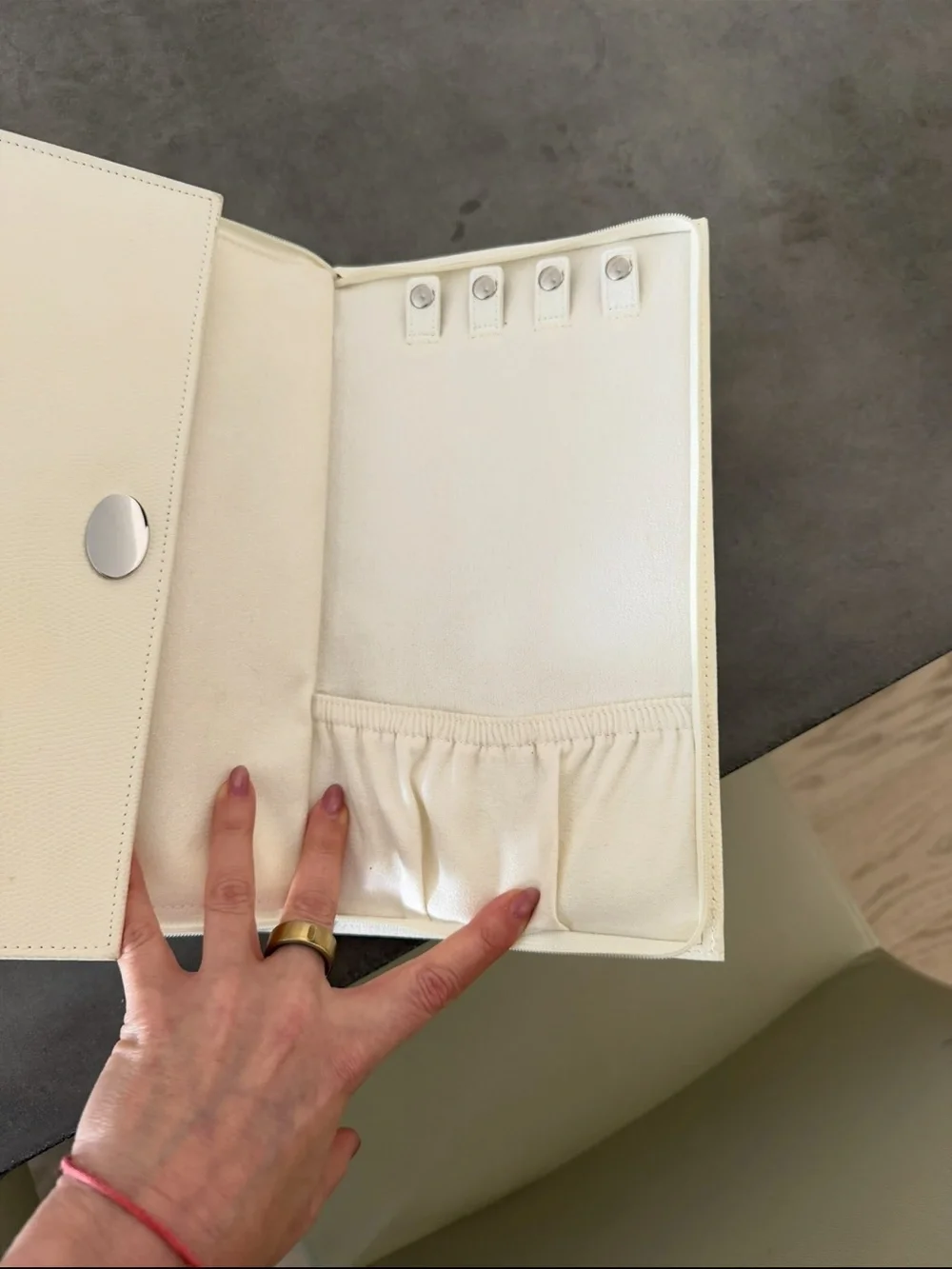 Textured Leather-Look Travel Jewelry Organizer Portfolio Case